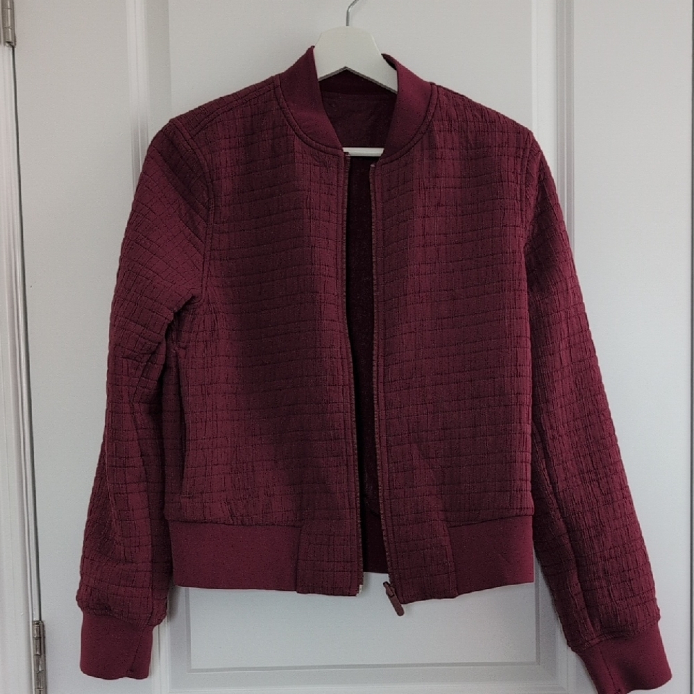 Lululemon Athletica Textured Burgundy Reversible Bomber Jacket